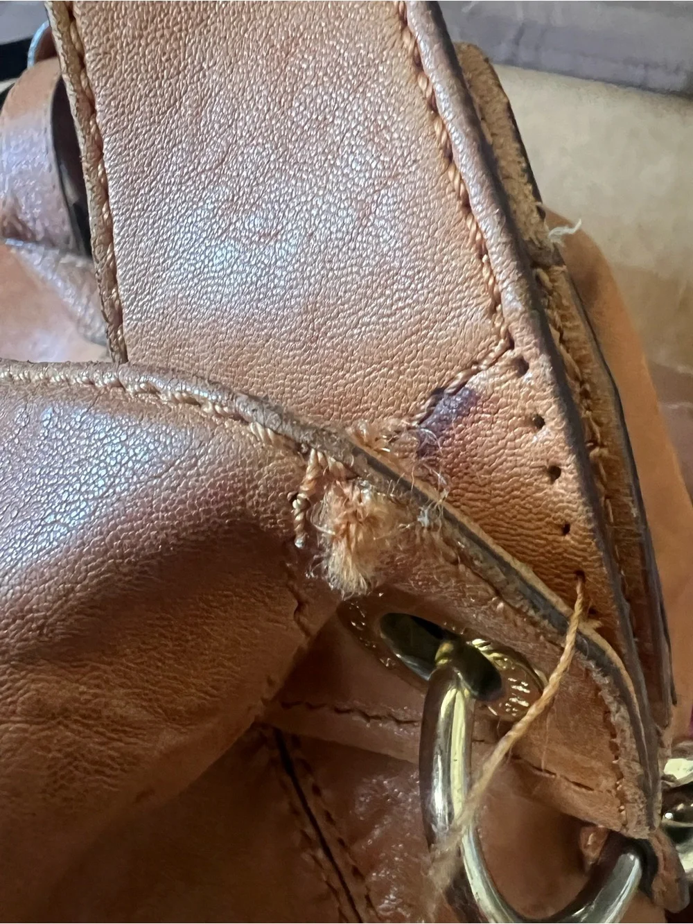 Michael Kors Vintage Uptown Astor Studded Leather Hobo Bag - Cognac Brown